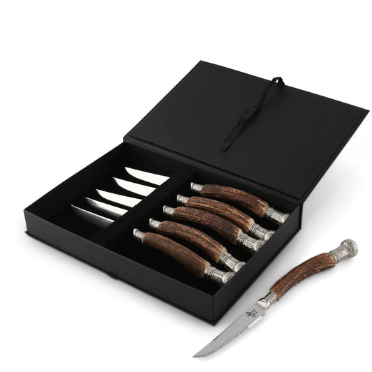 Composite Antler King Crown Steak Knife Set of 6