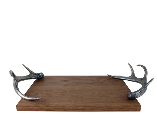 Cheese Tray with Pewter Antler Handles