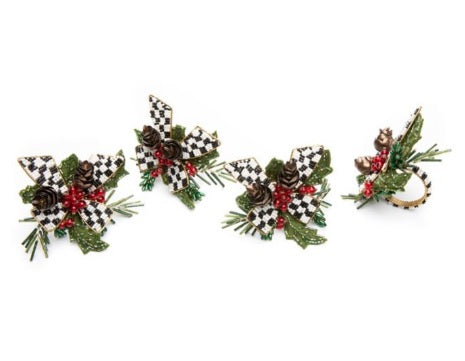 Holly Holiday Napikn Rings- Set of 4