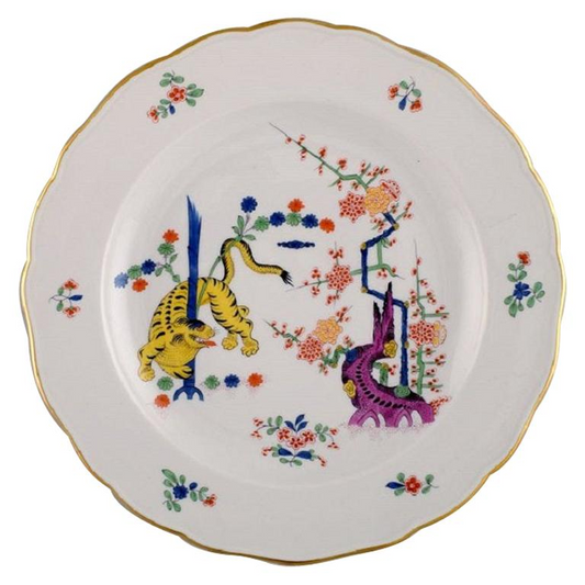 Oriental Painting Yellow Lion Dinner Plate