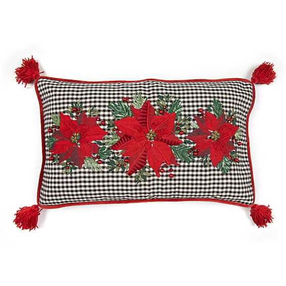 Pillow-Gingham Poinsettia