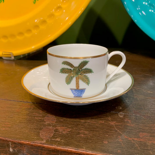 Palm Tea Cup & Saucer Motif #4