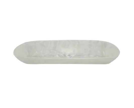 Resin Boat Bowl Classical White Swirl