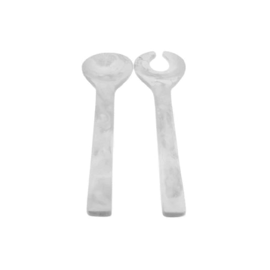 Resin Classical Salad Servers White Swirl