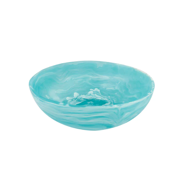 Resin Wave Bowl Large Aqua Swirl