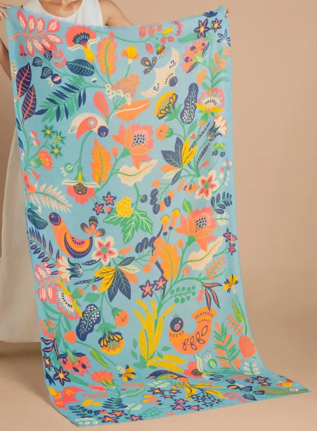 Scandinavian Floral and Fauna Scarf