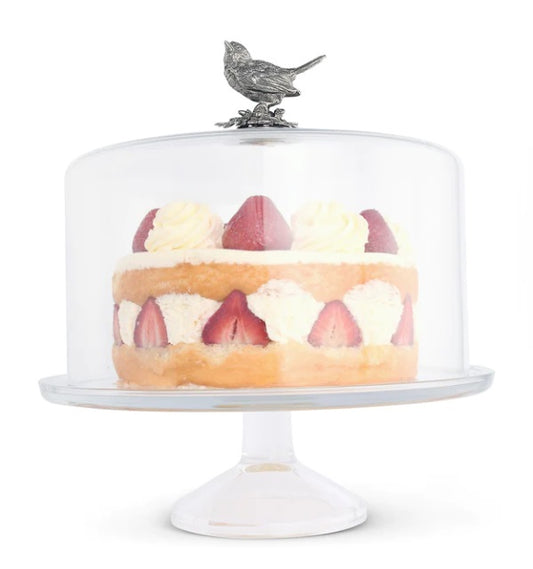 Song Bird Glass Cake Stand & Dome