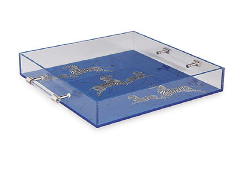 Zebra Blue Lucite Tray