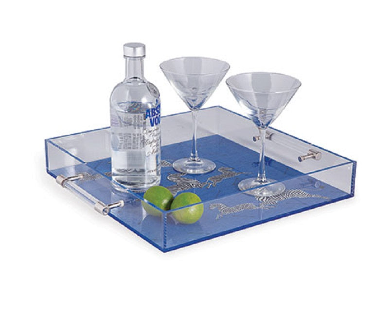 Zebra Blue Lucite Tray